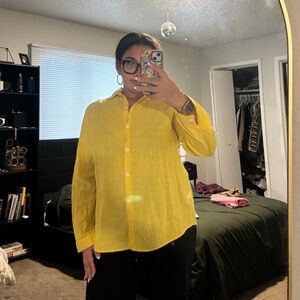 Bright Yellow Button-Up Shirt